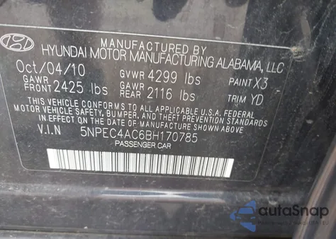 2011 Hyundai Sonata Limited from USA, damaged, VIN 5NPEC4AC6BH170785